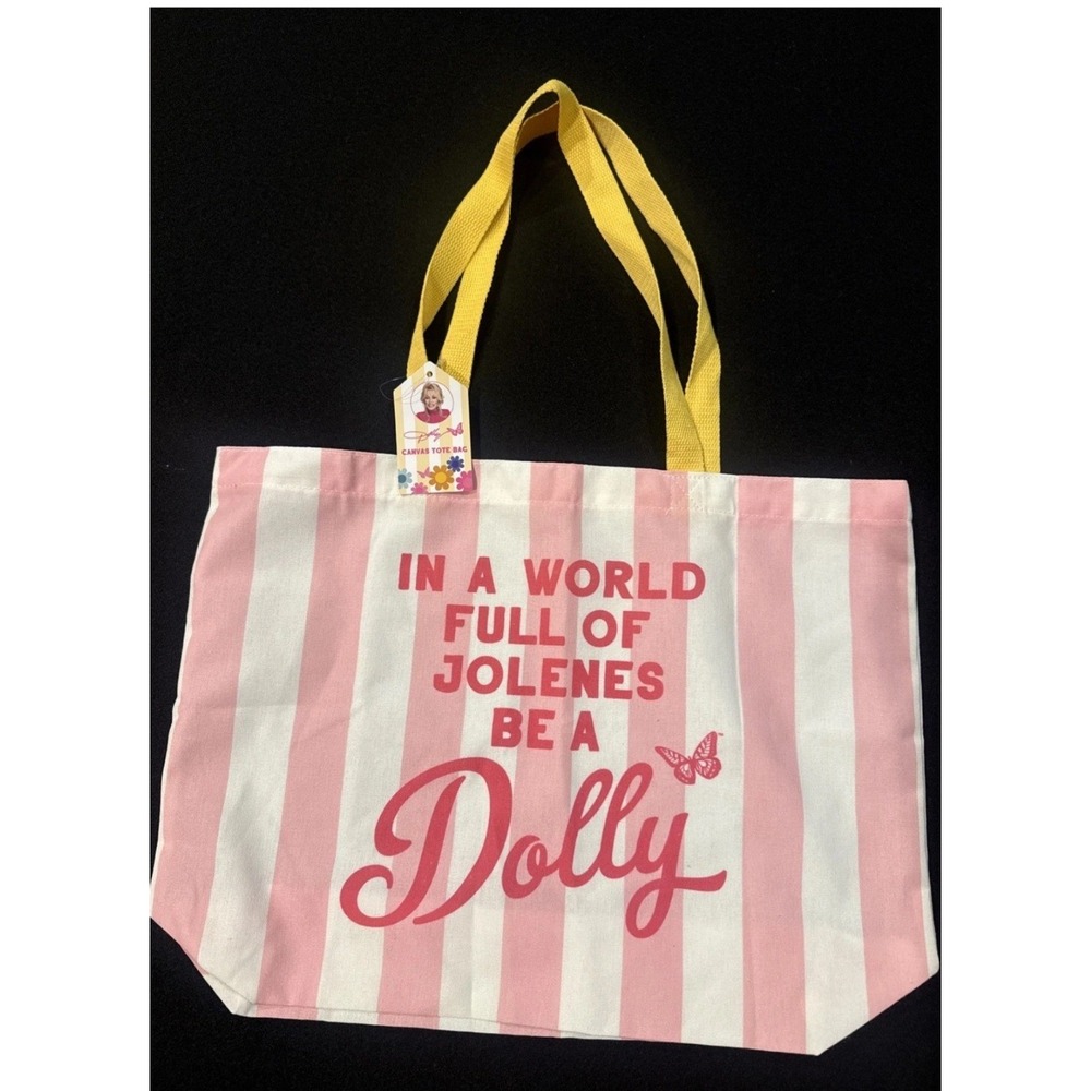 Dolly Parton Canvas Tote Bag In A World Full Of Jolenes Be A Dolly Pink Striped